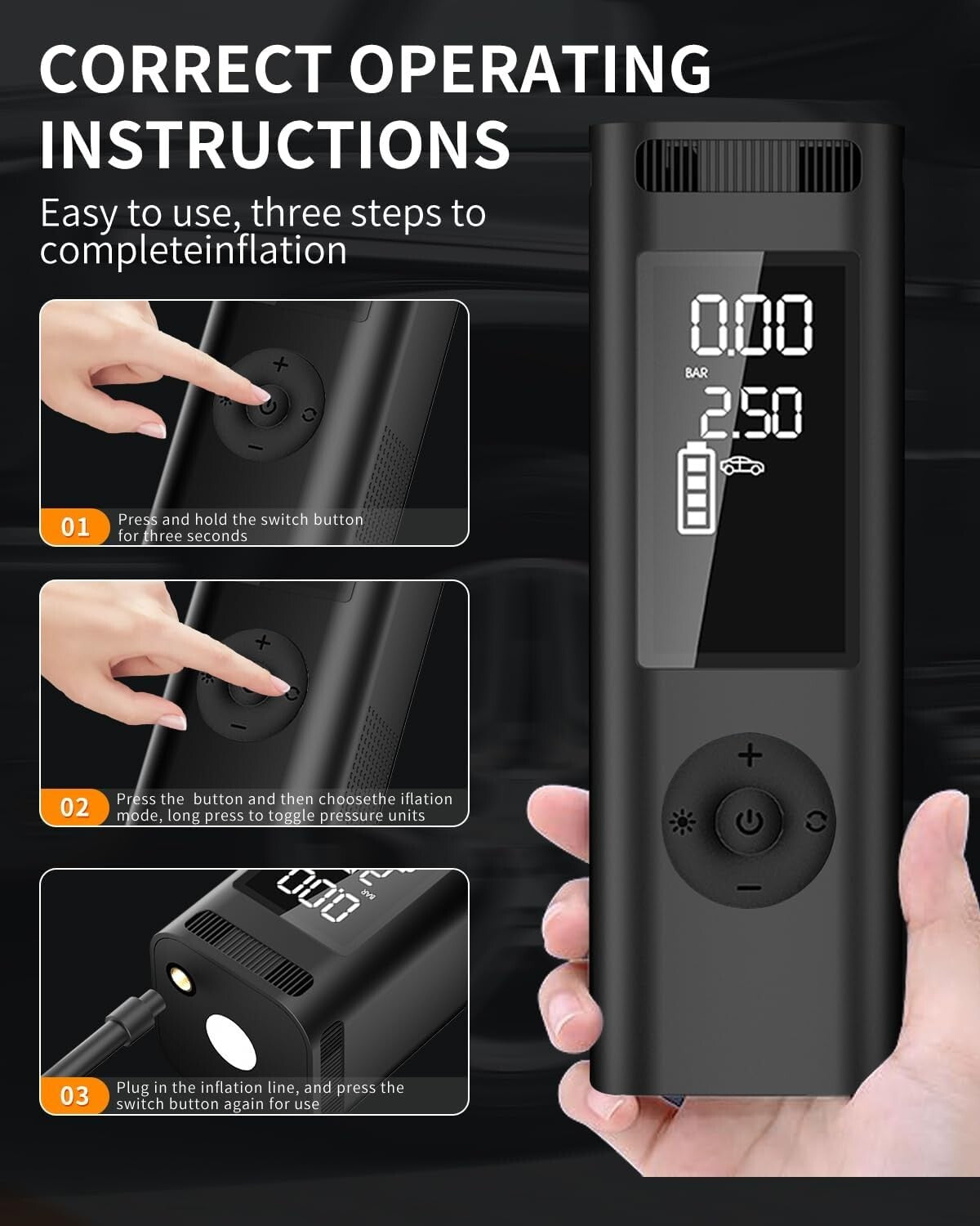 Smart Digital Tire Inflator with Auto Shut-off - Ideal for Cars and Sports
