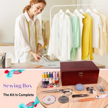 Load image into Gallery viewer, Elegant 153-Piece Mini Sewing Machine Kit in Stylish Wooden Box - Ideal Gift