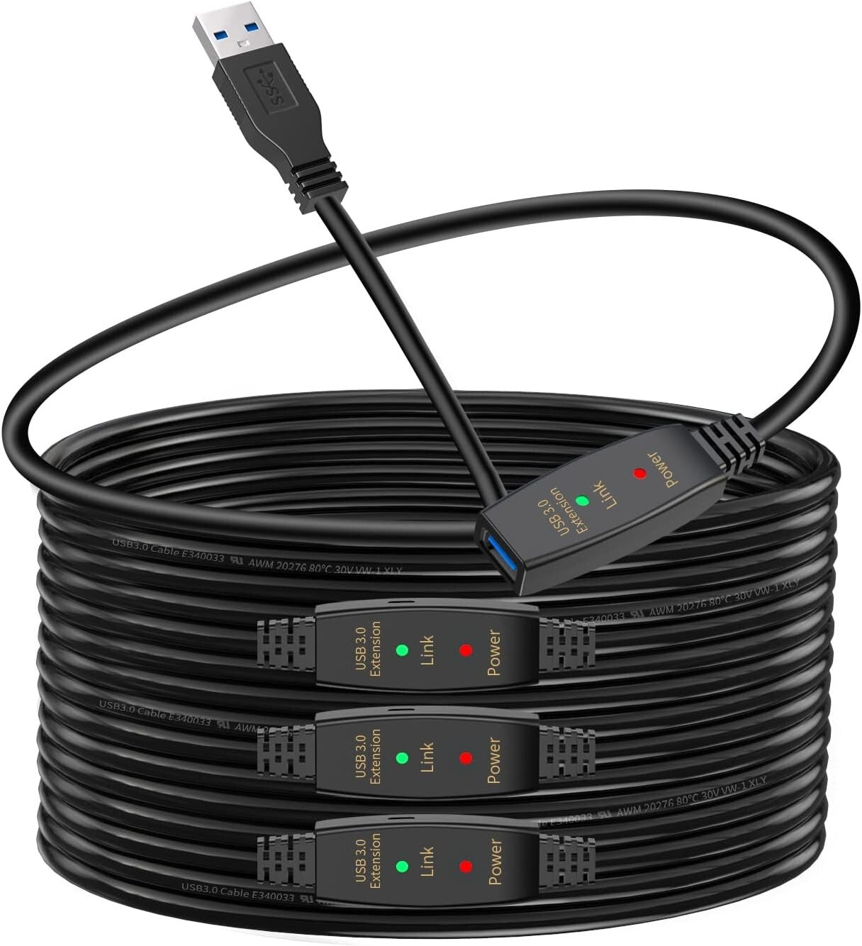 75ft USB 3.0 Extension Cable - Male to Female for High-Speed Connectivity