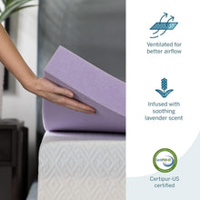 Load image into Gallery viewer, Enhanced Sleep with Twin XL 3-Inch Lavender Infused Memory Foam Mattress Topper