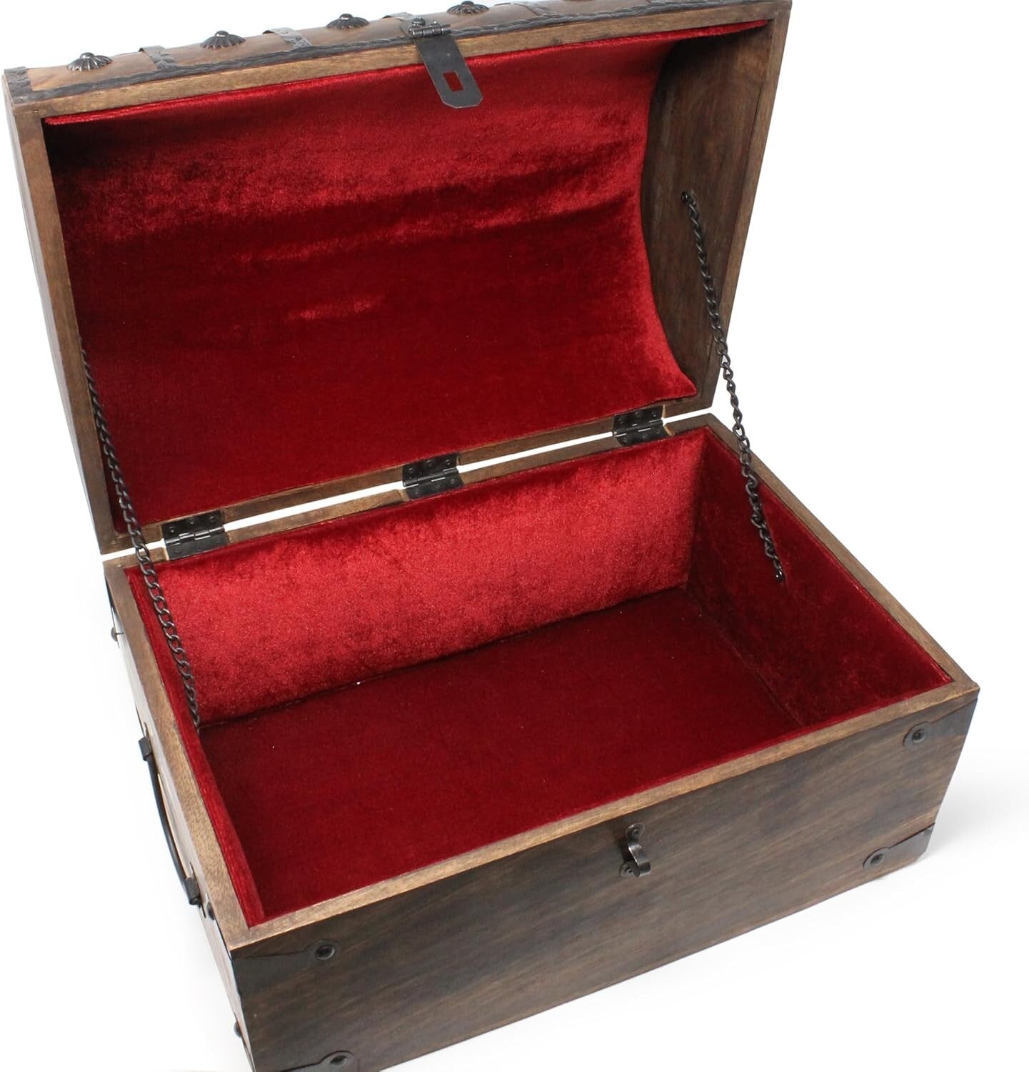 Elegant X-Large Velvet-Lined Treasure Chest with Antique Lock & Skeleton Keys