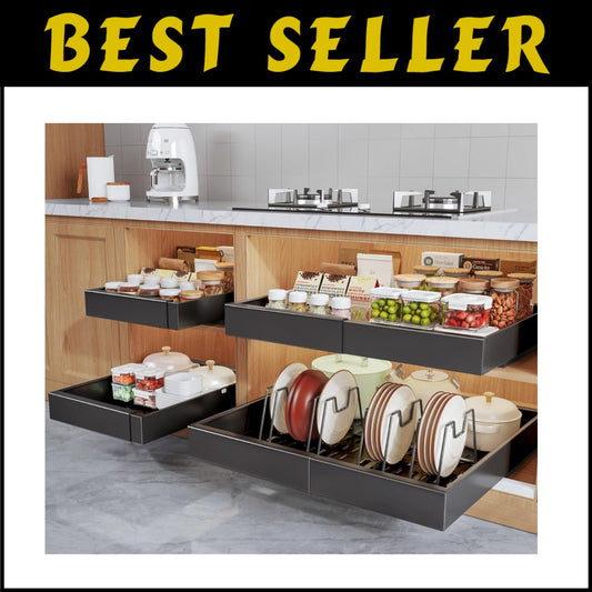 Hassle-Free Adhesive Pull-Out Cabinet Organizer - Adjustable & Expandable Design