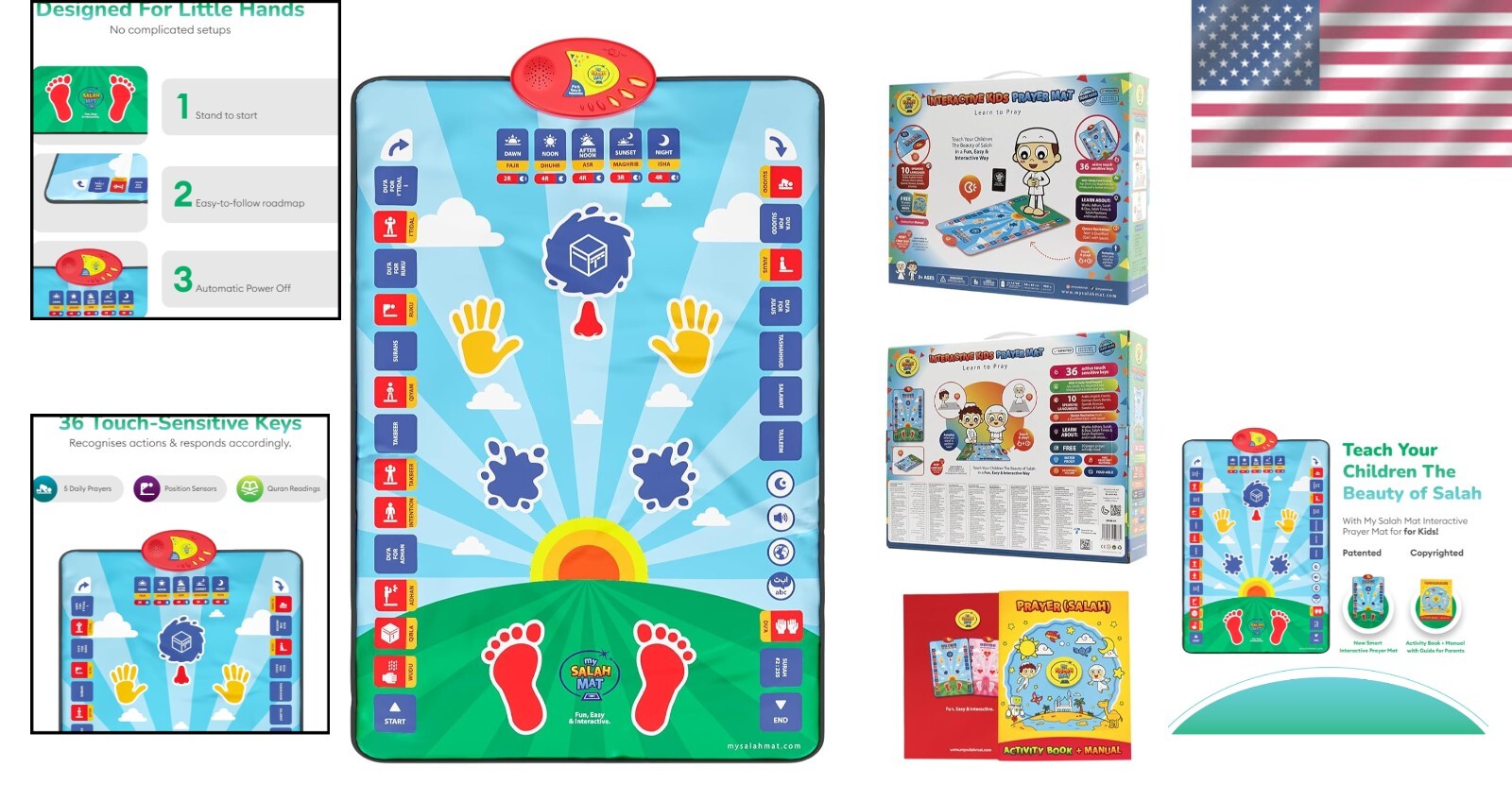 Engaging Kids Salah Prayer Mat with Touch Keys & Audio Guide for Ages 3-8