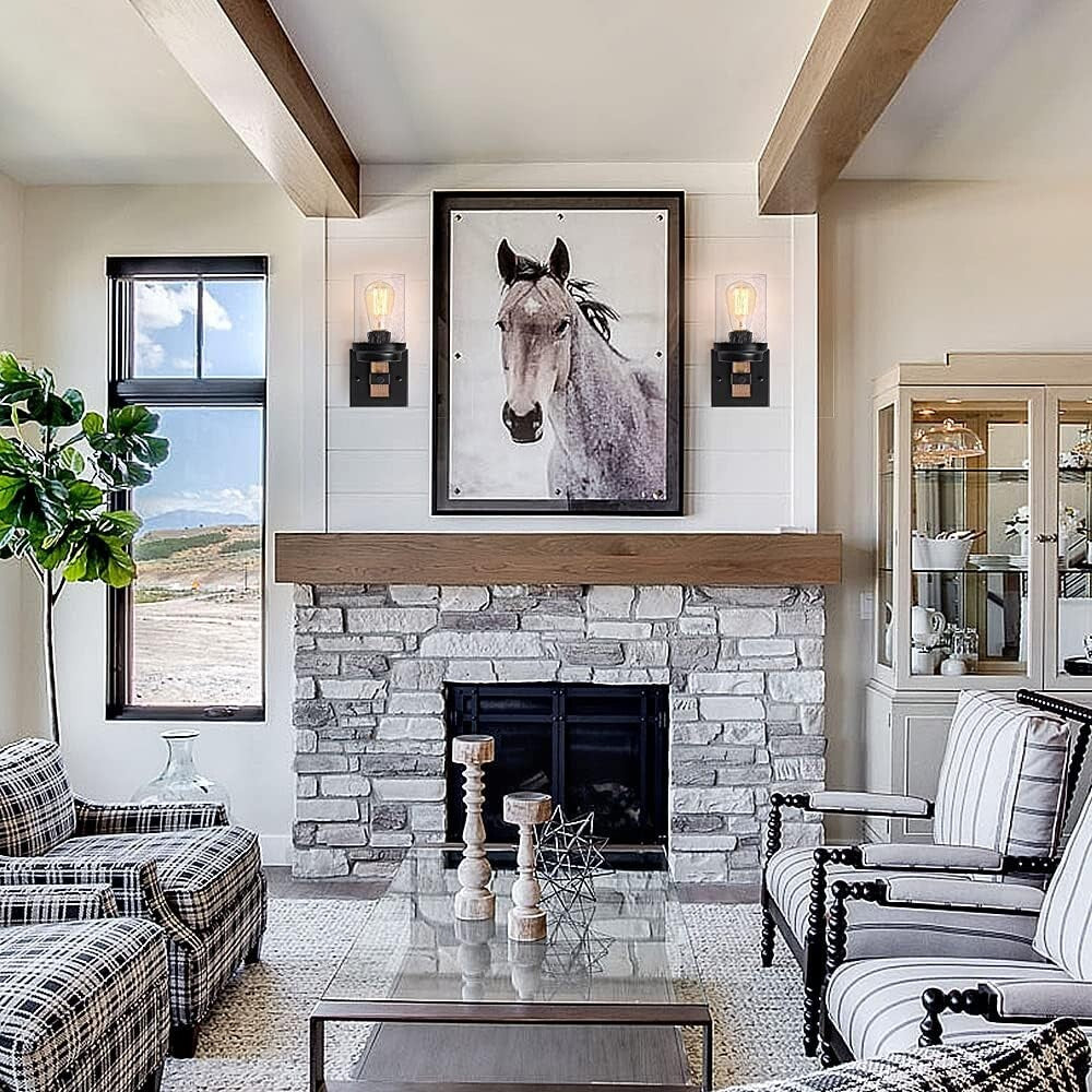 Chic Wall Sconce for Bathroom & Dining - Rustic 1-Light Fixture with Glass Shade