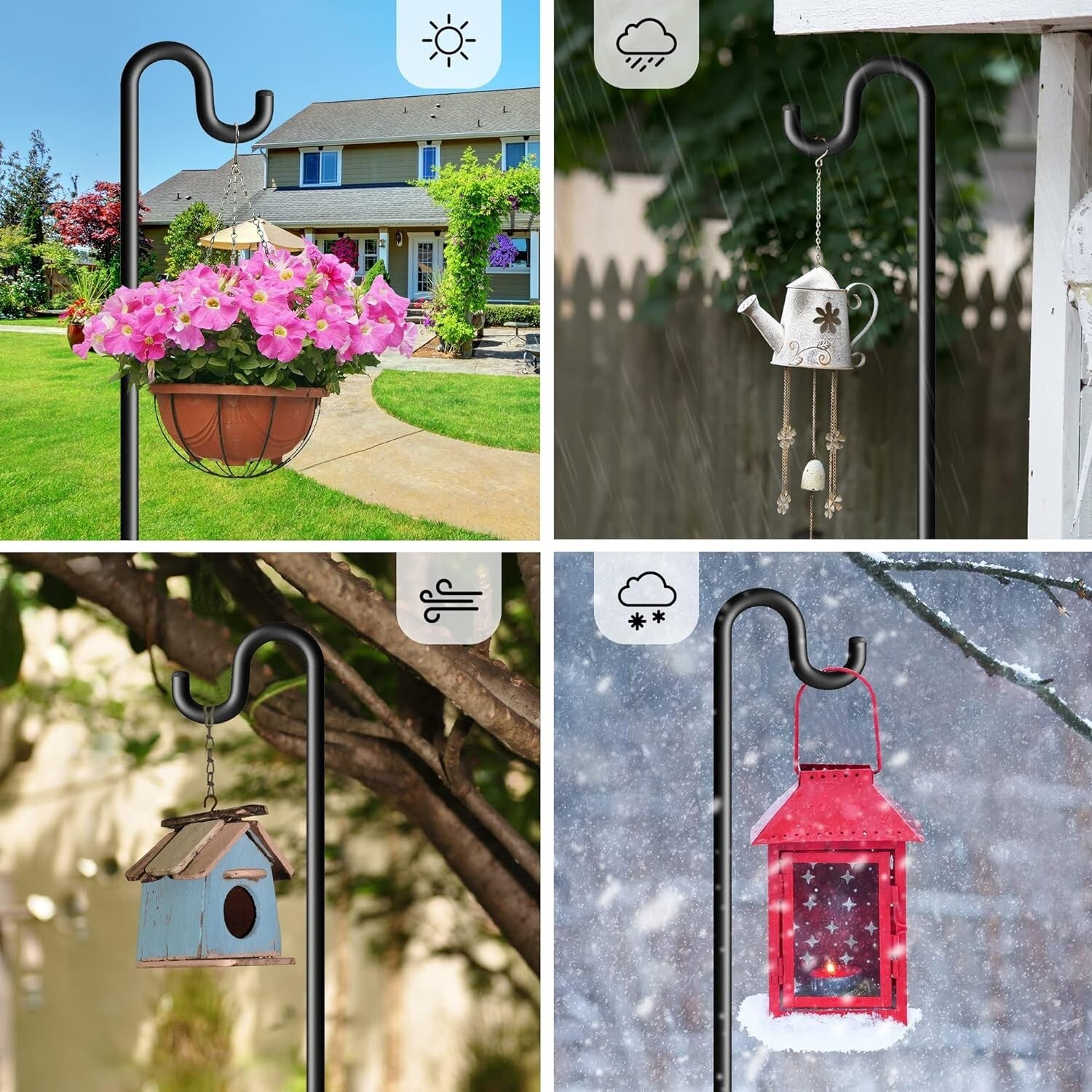 Durable 92-Inch Shepherd's Hooks - Adjustable Height Garden Holders, 2 Pack