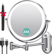 Load image into Gallery viewer, 8” Round Makeup Mirror with 54 LED Lights - Rechargeable &amp; Adjustable Brightness