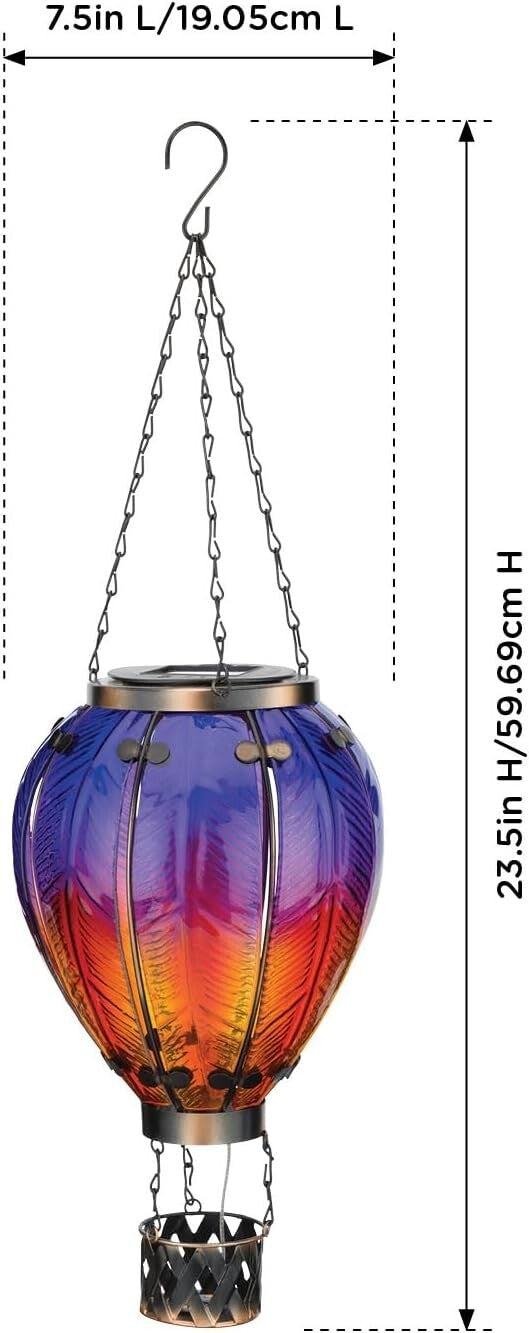 Eco-Friendly Purple Hot Air Balloon Solar Lantern - Charming Garden Illumination