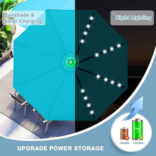 Load image into Gallery viewer, Durable 9FT Turquoise Solar LED Patio Umbrella with 32 Lights - Elegant Shade