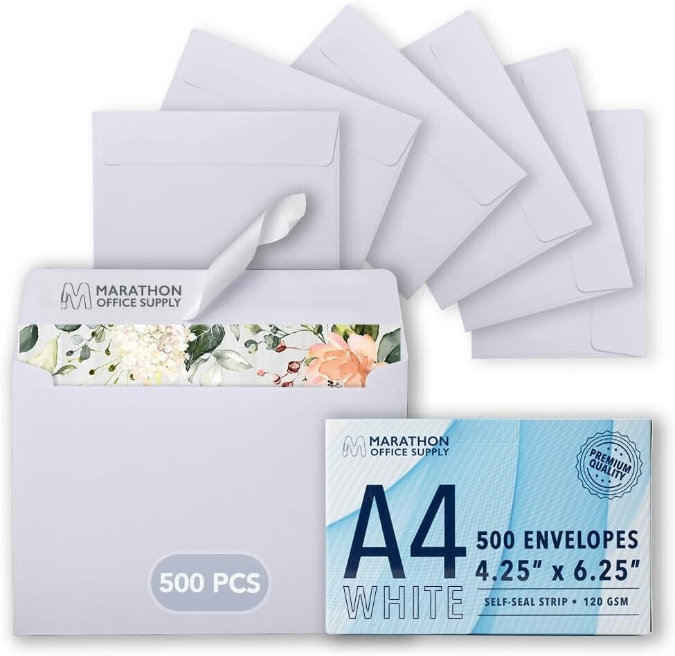 500 Count A4 Self-Seal Invitation Envelopes - Perfect for Weddings & Events