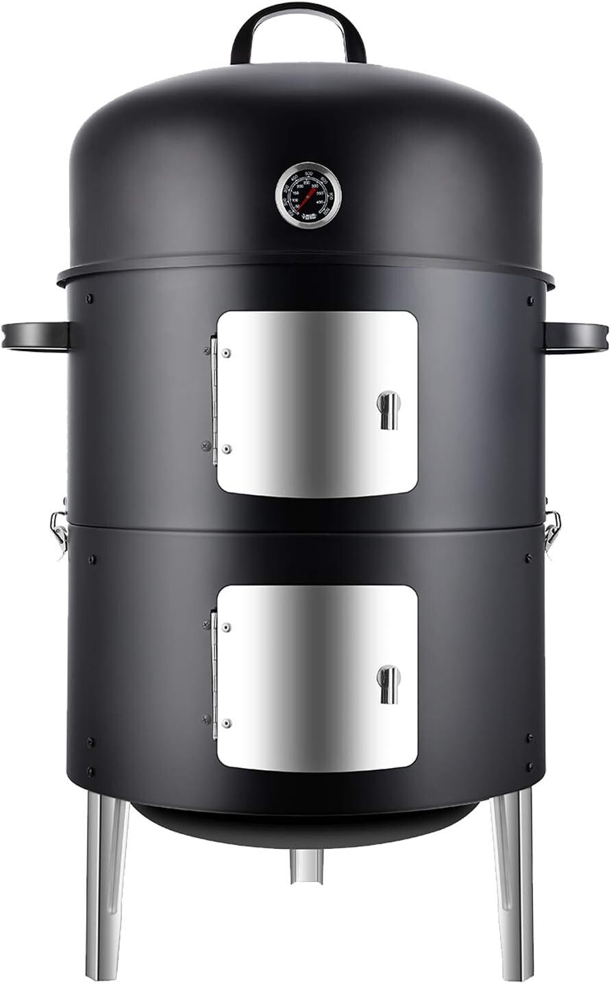 Dual Access 17 Inch Heavy-Duty Charcoal Smoker - Perfect for Every Grill Master