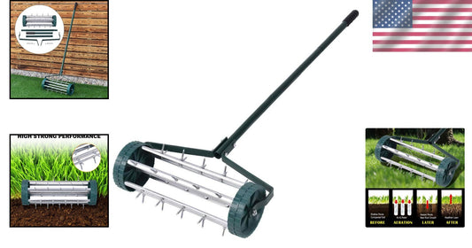 Durable 18-Inch Lawn Aerator with Collapsible 41-Inch Handle for Easy Storage