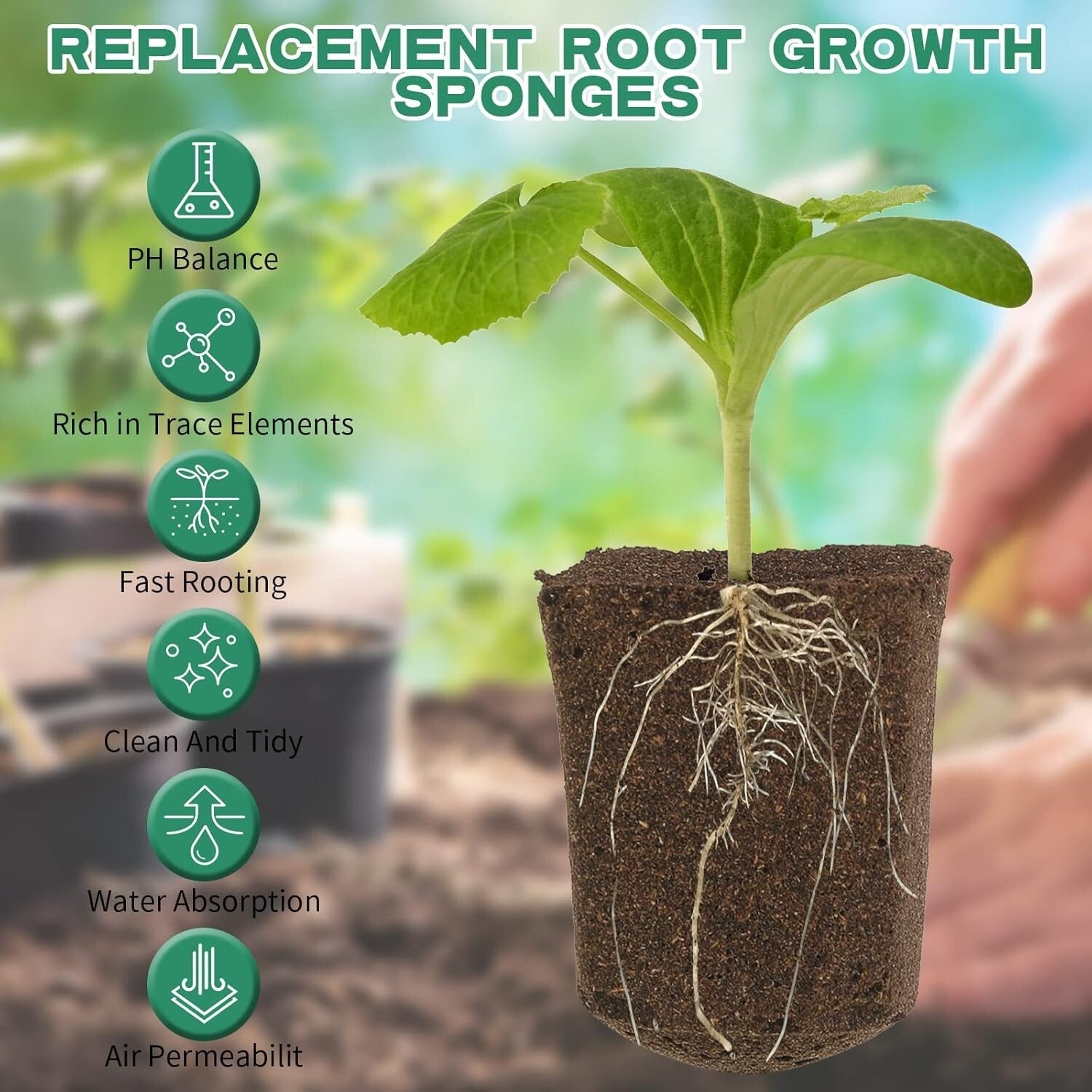 Rectangular Hydroponic Seed Starter Pods - 200 Peat Sponges for Optimal Growth