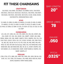 Load image into Gallery viewer, Professional 20" Chainsaw Chain Set with Chrome Rivets - Fits Many Brands