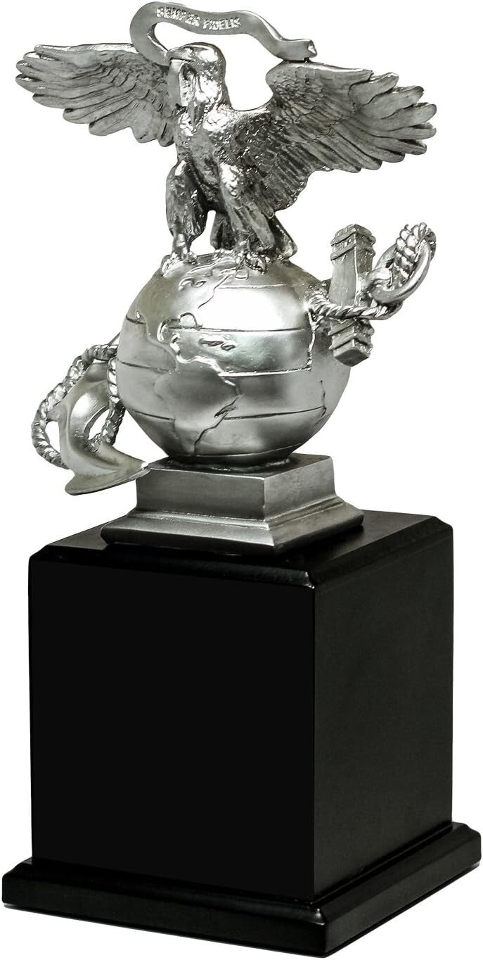 Silver Finish USMC Eagle Globe & Anchor Statue - Collectible Marine Corps Emblem