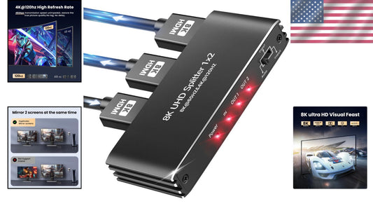 8K HDMI 2.1 Splitter 1 In 2 Out for Mirror Screen - Premium Performance