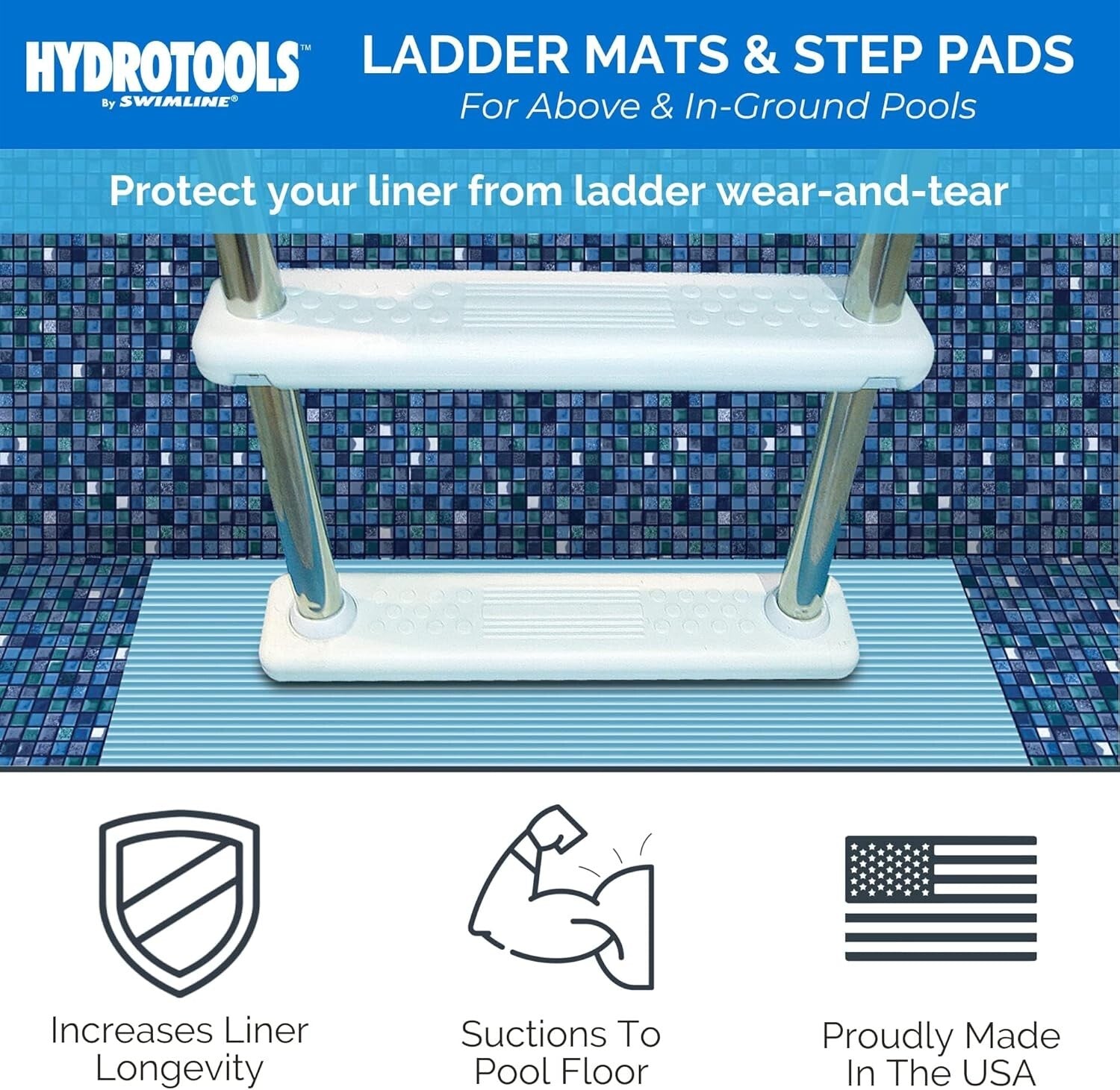 Versatile 36" x 36" Anti-Slip Pool Step Mat | Durable Protection for Ladders