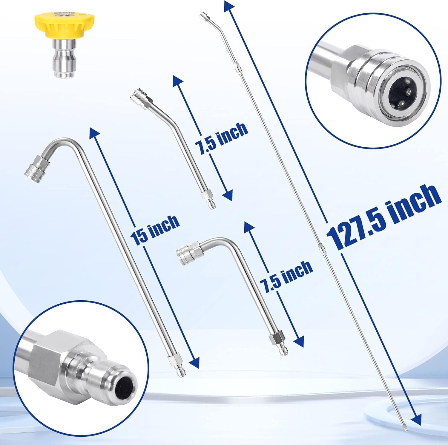 Durable 120" Pressure Washer Extension Wand with Leak-Free Design & Accessories