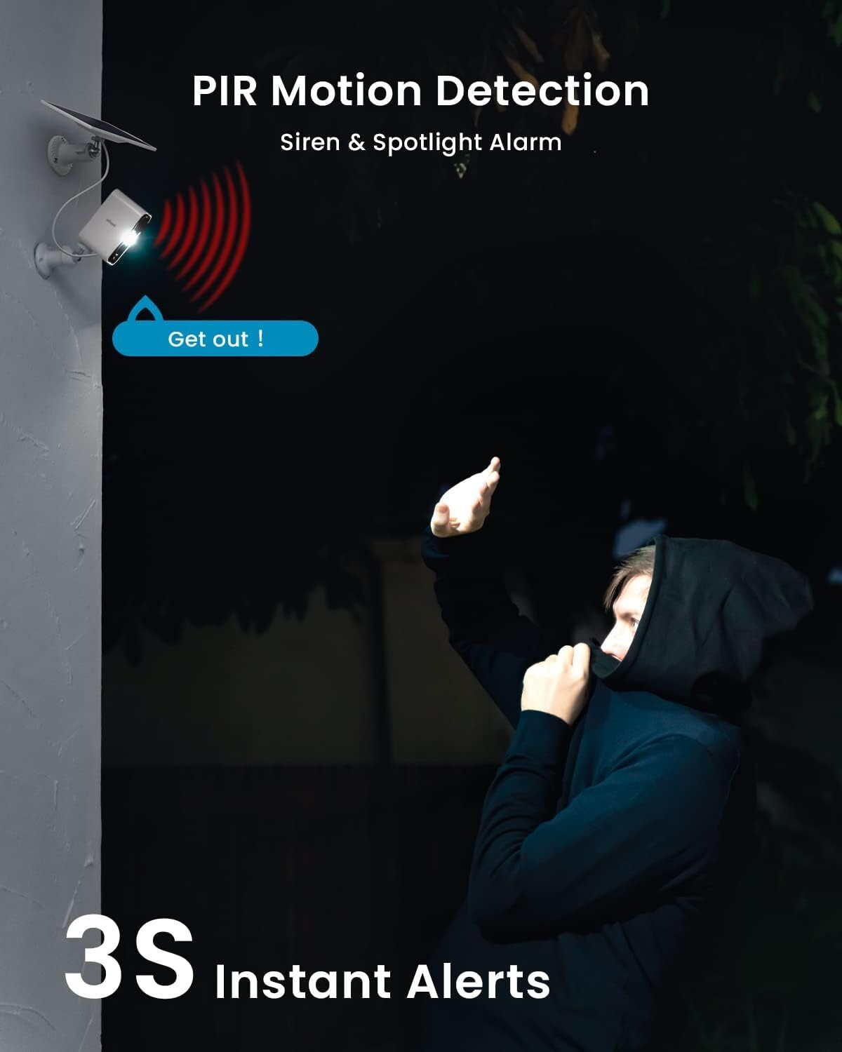 2K Wireless Solar Security Camera with Color Night Vision & Motion Alerts