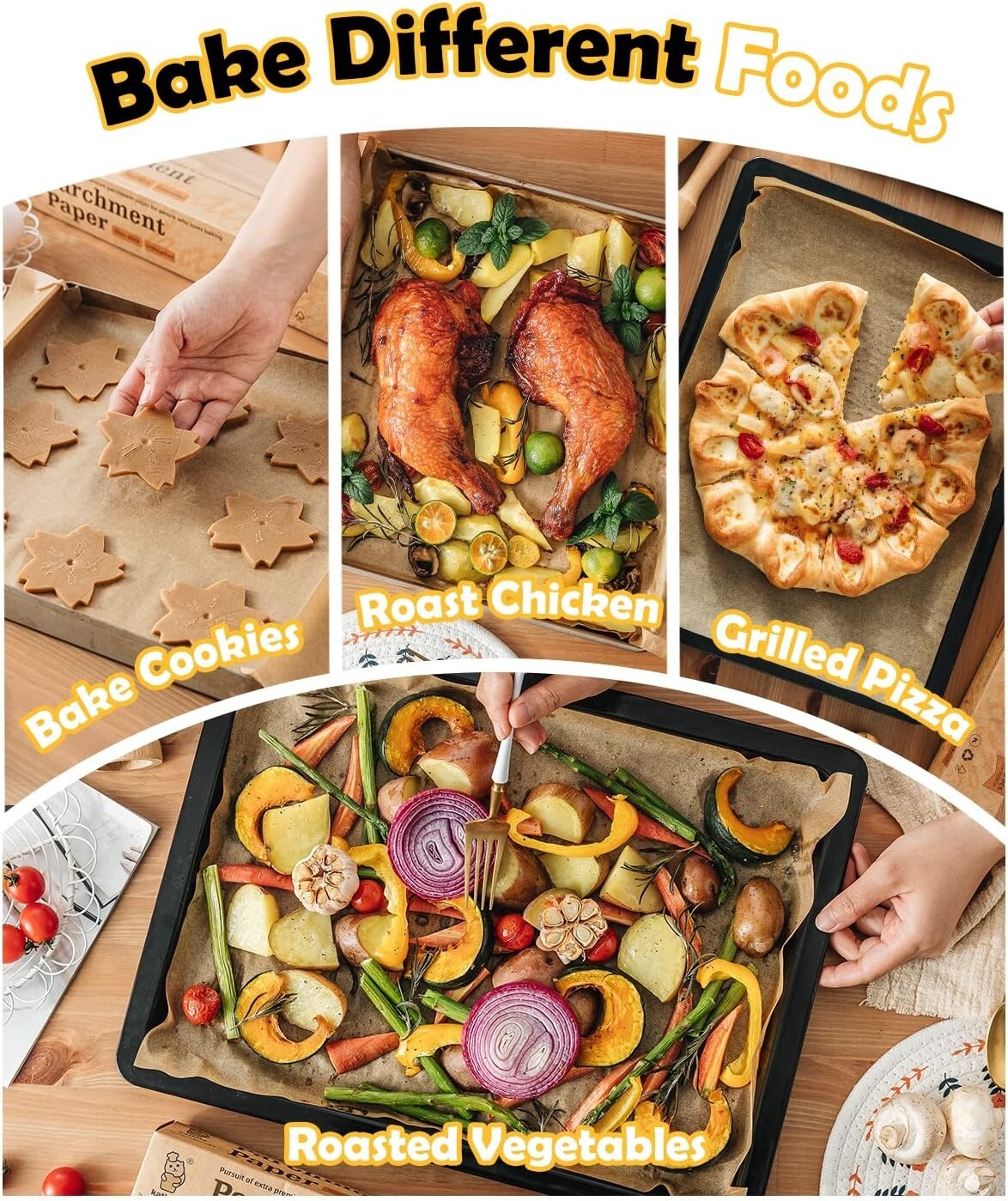 Durable 200Ct Heavy Duty Parchment Paper Sheets, 45gsm for Oven & Microwave