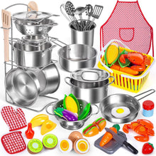Load image into Gallery viewer, Interactive 32-Piece Kitchen Toys Set for Kids - Apron, Accessories &amp; Play Food