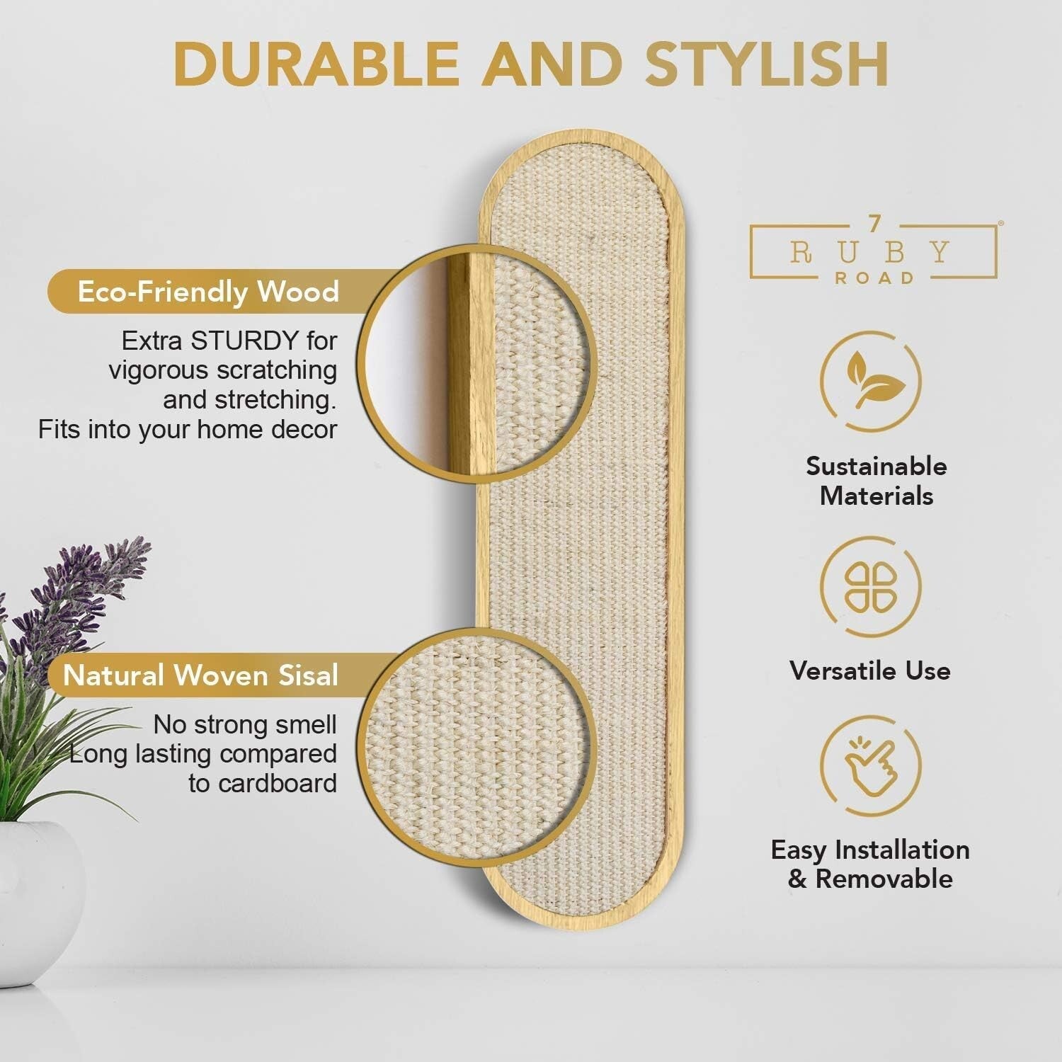 Sturdy Modern Cat Scratcher - Adjustable Height for All Breeds - Cream Color