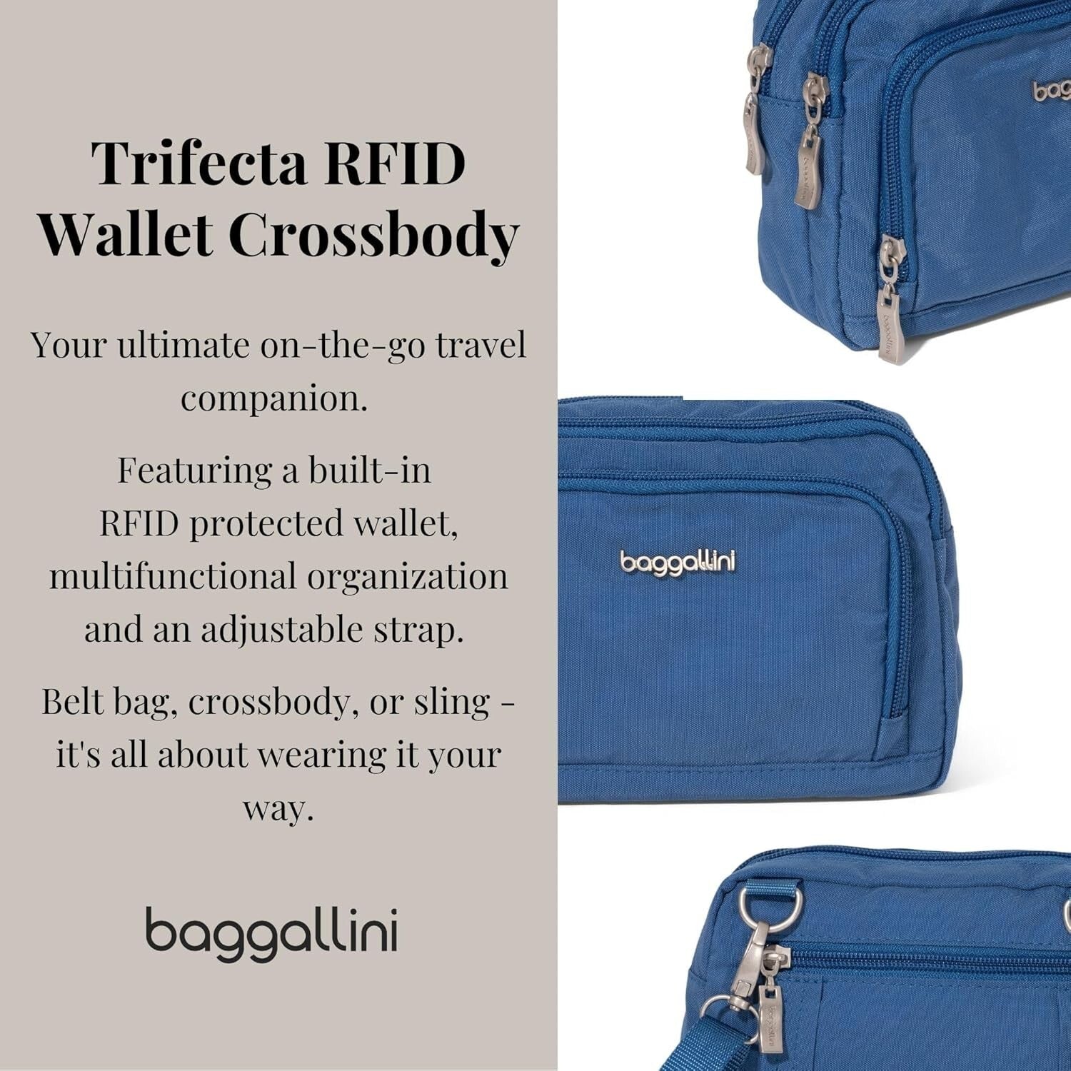 Lightweight RFID-Protected Women's Crossbody Bag with Wallet - Versatile Design