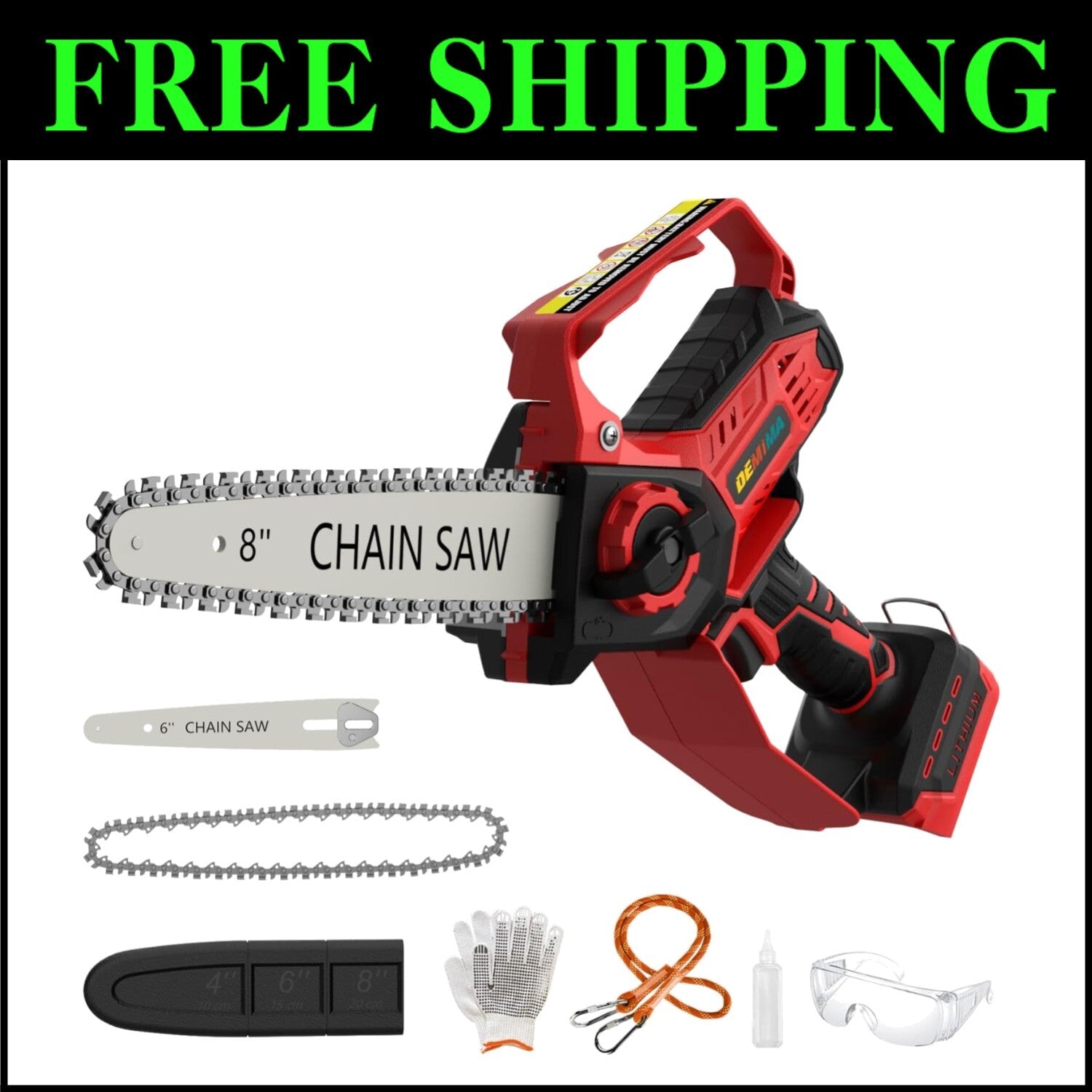 Effortless Tree Pruning with Powerful Cordless Chainsaw - 26 ft/s Cutting Speed!