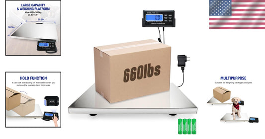 Heavy-Duty Digital Shipping Scale - 660lbs x 0.2oz with Precision Tare Function