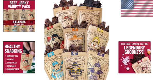 8-Pack Beef Jerky Variety – American-Made, Gluten-Free & Savory Goodness