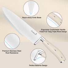 Load image into Gallery viewer, Ivory 15-Piece Premium Knife Block Set with Built-In Sharpener &amp; Ergonomic Grip