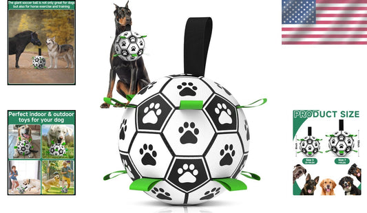 10-Inch Heavy-Duty Dog Soccer Ball with Straps - Great for Herding and Training