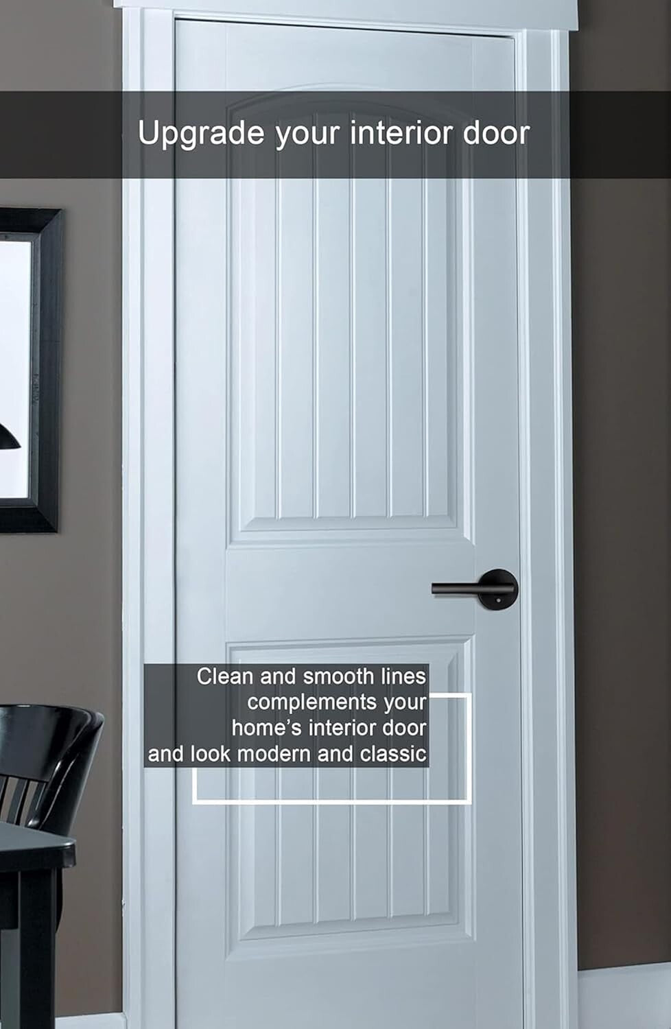 Zinc Alloy Matte Black Privacy Lever Door Handle - 6 Pack with Installation Kit