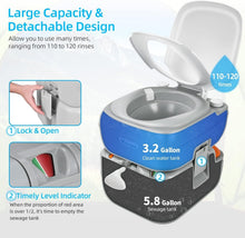 Load image into Gallery viewer, Convenient Portable Camping Porta Potty - 441 lbs Capacity with Cleaning Sprayer
