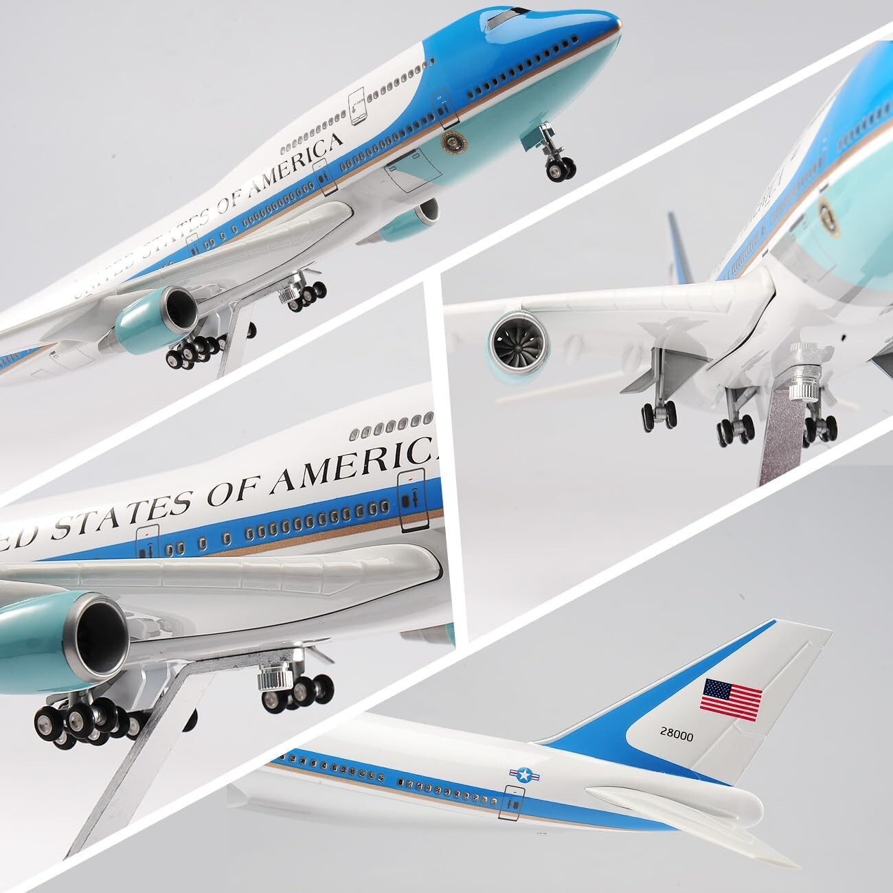 Elegant 18.5" Boeing 747 Diecast Airplane - Voice Control & Cabin Light Features