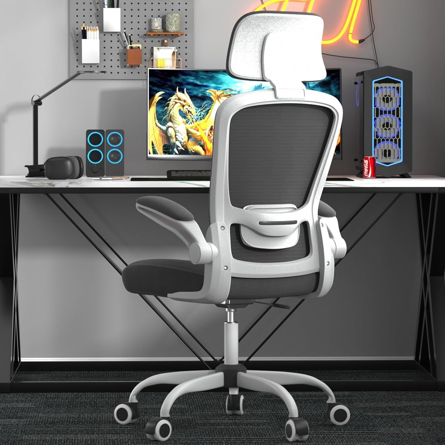 Comfy High Back Ergonomic Gamer Chair with Lumbar Support & Swivel Functionality