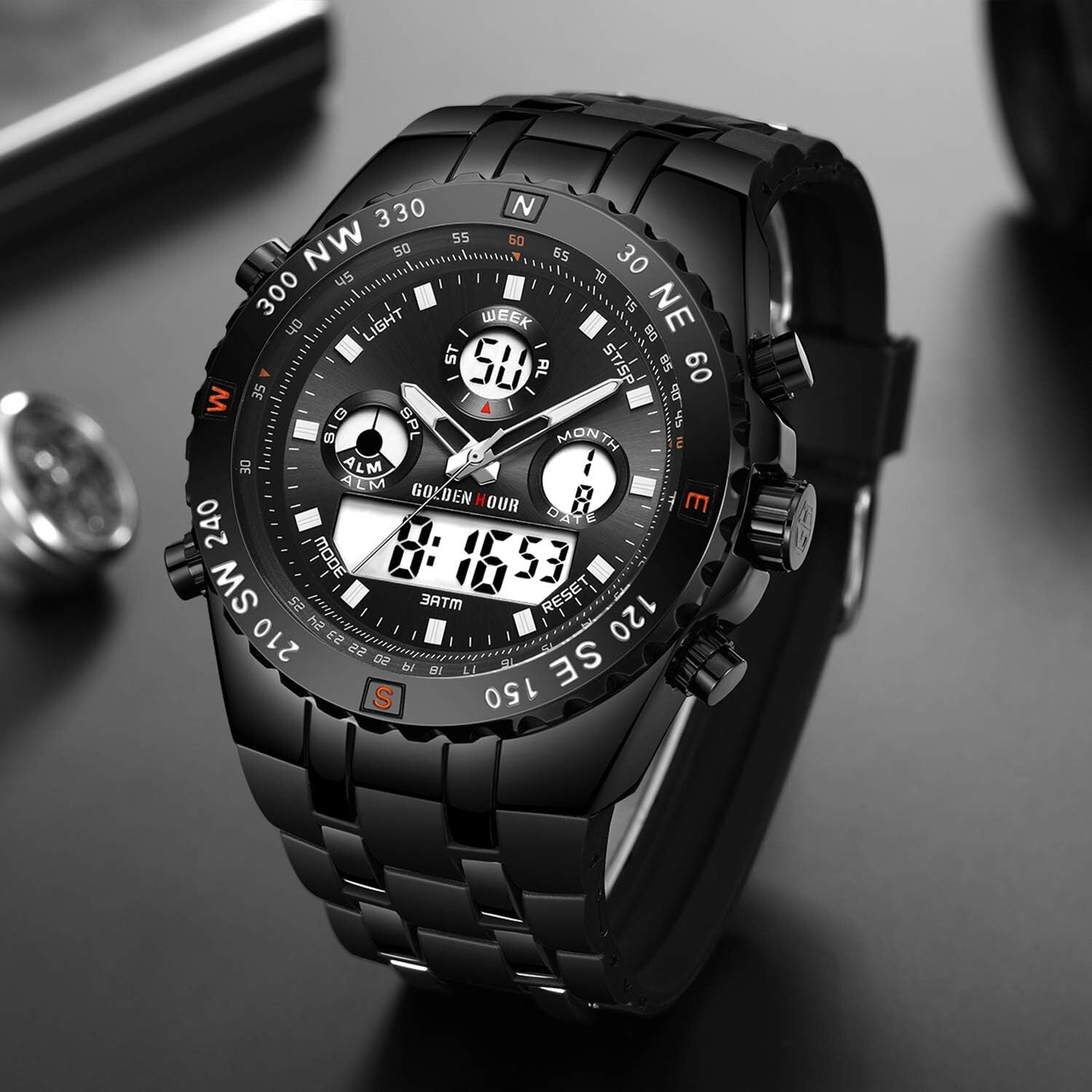 Big Face Luxury Military Watch – 3ATM Waterproof & Multi-Functional Features