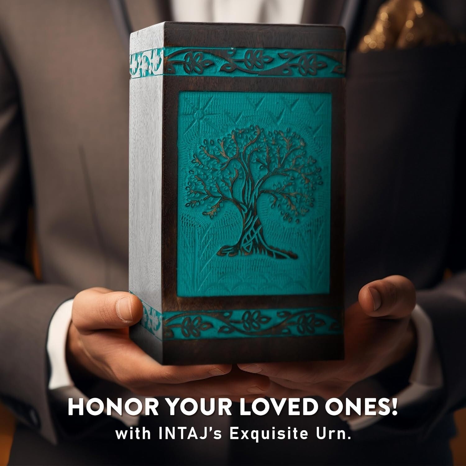 Elegant Mango Wood Cremation Urn: Handcrafted, TSA Approved, 115 lbs Capacity