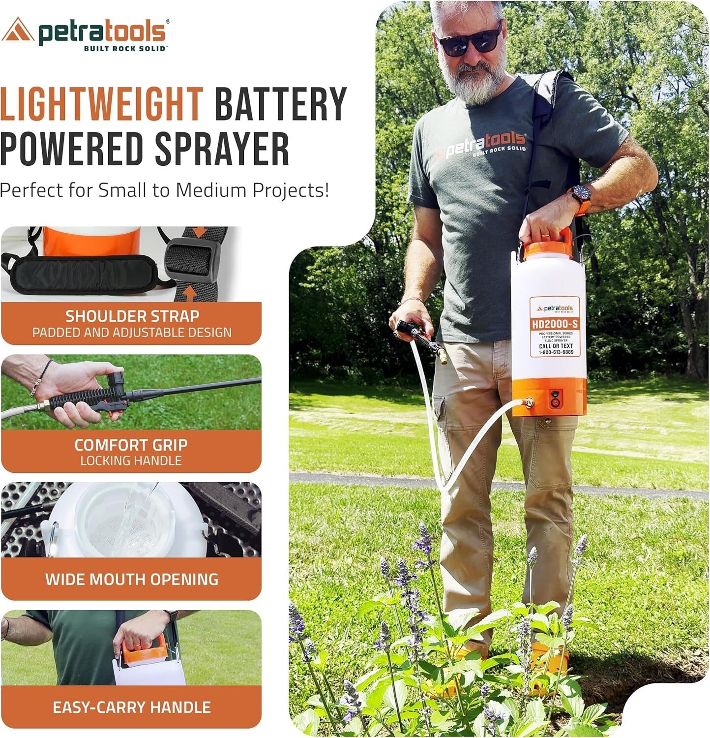 Leak-Proof 2 Gallon Electric Sprayer with Long Battery Life & Convenient Strap