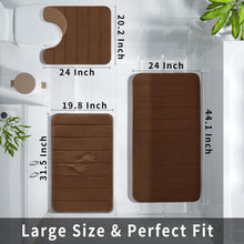 Load image into Gallery viewer, Non-Slip Memory Foam Bath Rugs Set - 3 Pieces in Brown for Eco-Friendly Comfort