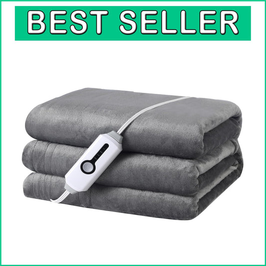Elegant Full Size Electric Heated Blanket 72"x84" - Flannel with Safety Features