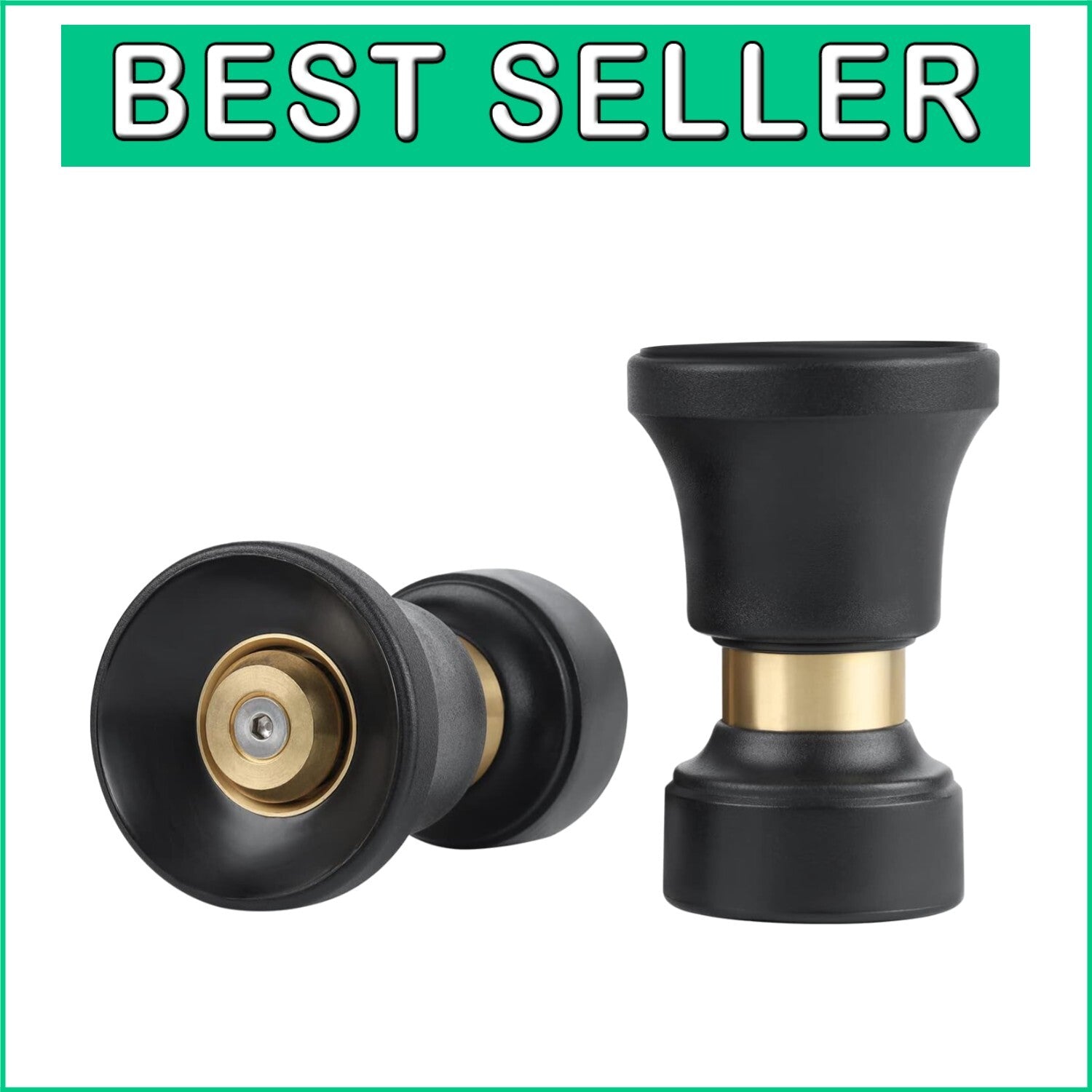 2 Pack Heavy-Duty Brass Hose Nozzles - Adjustable Leak-Proof Water Sprayers