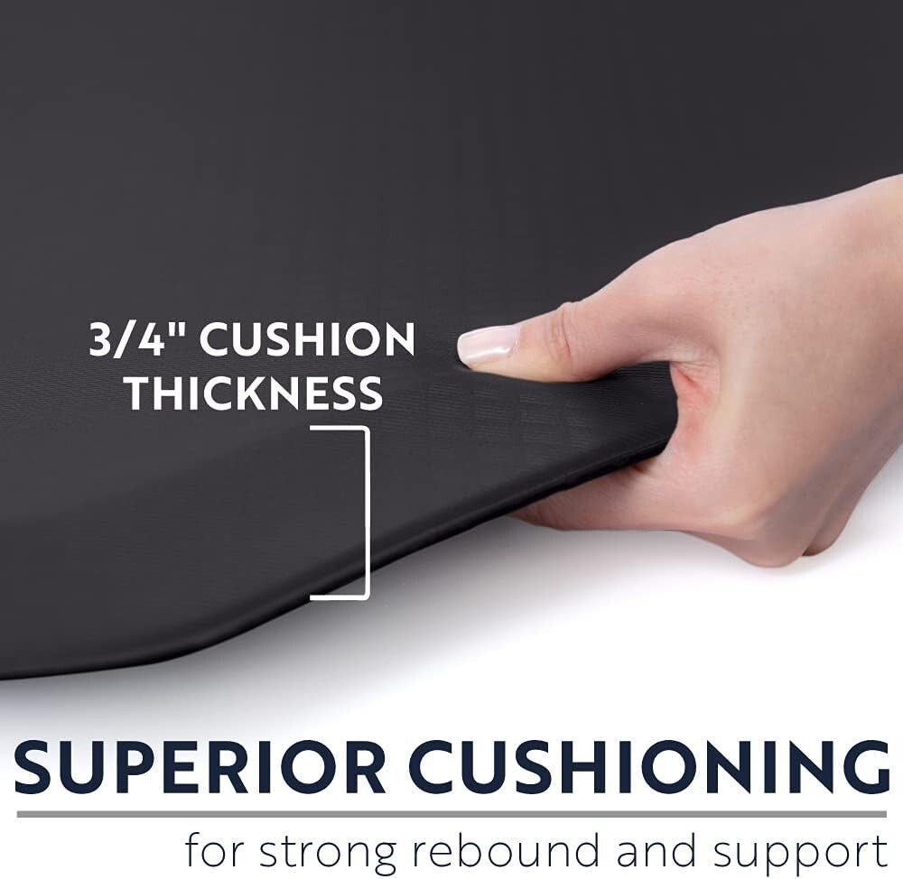 Durable Scratch-Resistant Anti-Fatigue Mat - Black, 24x17, Comfort Redefined