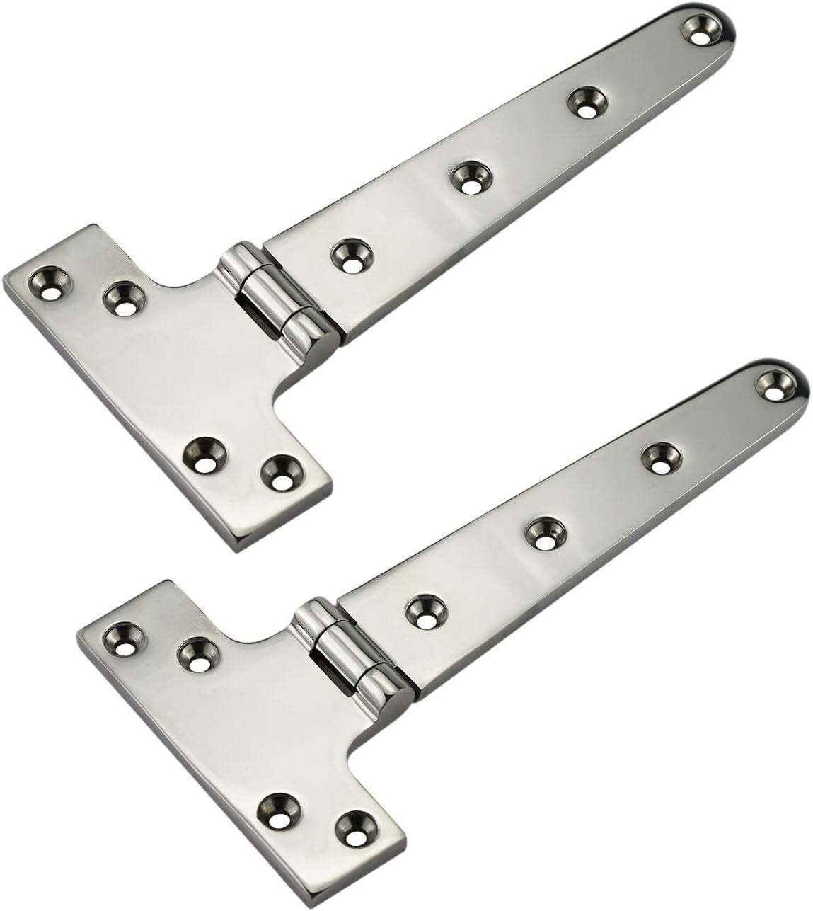 8" Heavy Duty Cast Strap Hinges - 316 Stainless Steel Marine Grade, Set of 2