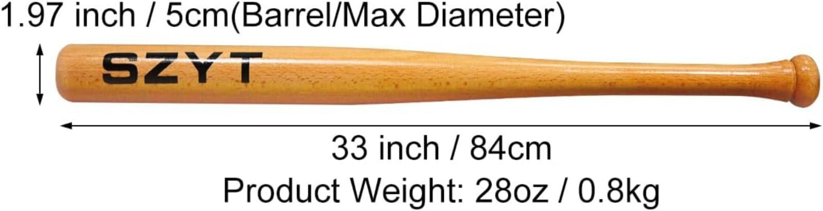Durable 33 Inch Yellow Baseball Bat - Ideal for Home Defense & Practice