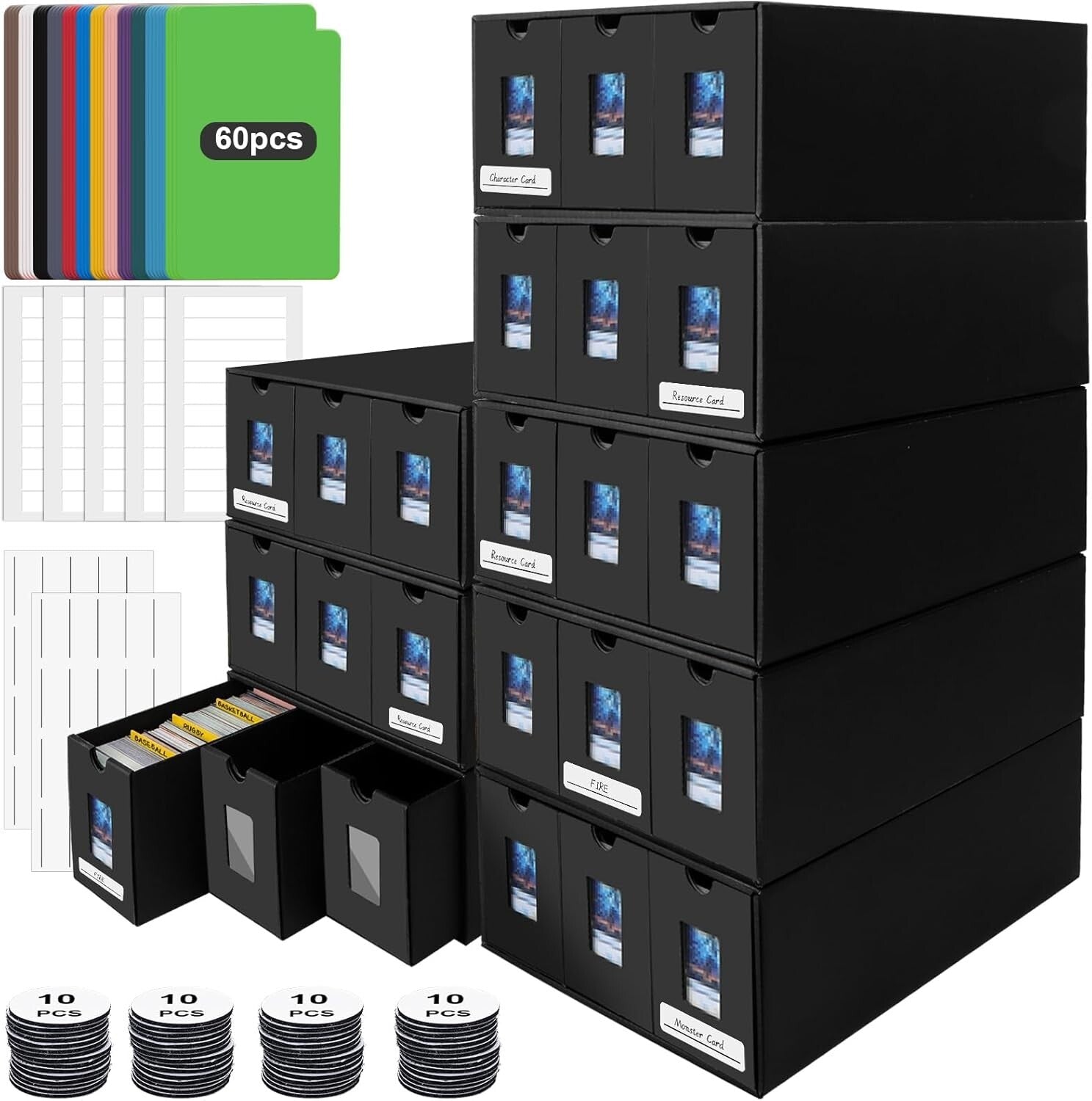 Portable Dustproof Trading Card Organizer - 24000+ Card Capacity with Dividers