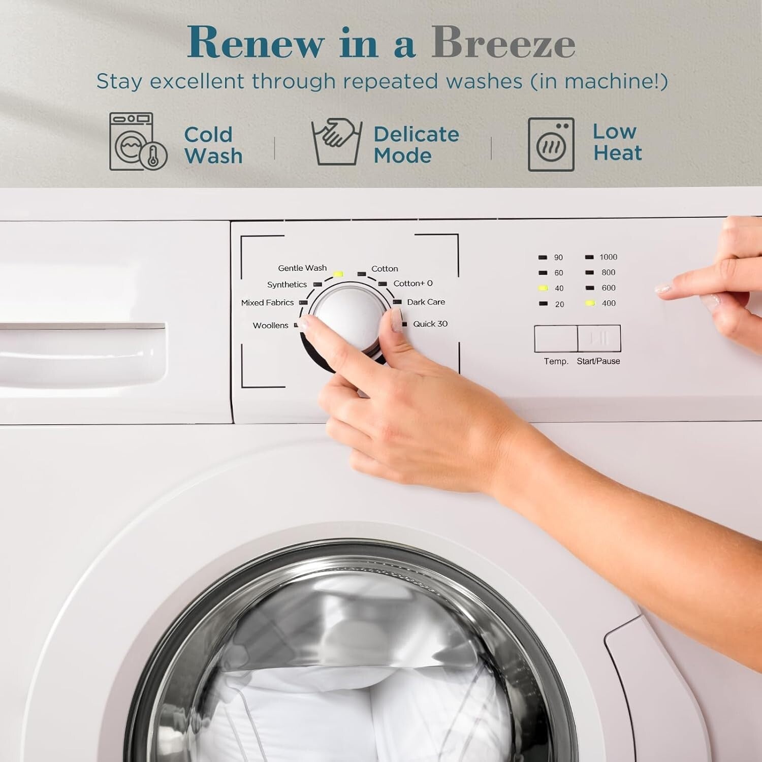 Breathable Down Alternative Gusset Pillows Set of 2 - Machine Washable and Firm