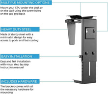 Load image into Gallery viewer, Adjustable Under Desk PC Mount with 360° Swivel - Fits Most Computer Cases