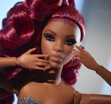 Load image into Gallery viewer, Fashion Doll with Red Curls &amp; Glittery Ensemble - Ideal for Photography Lovers