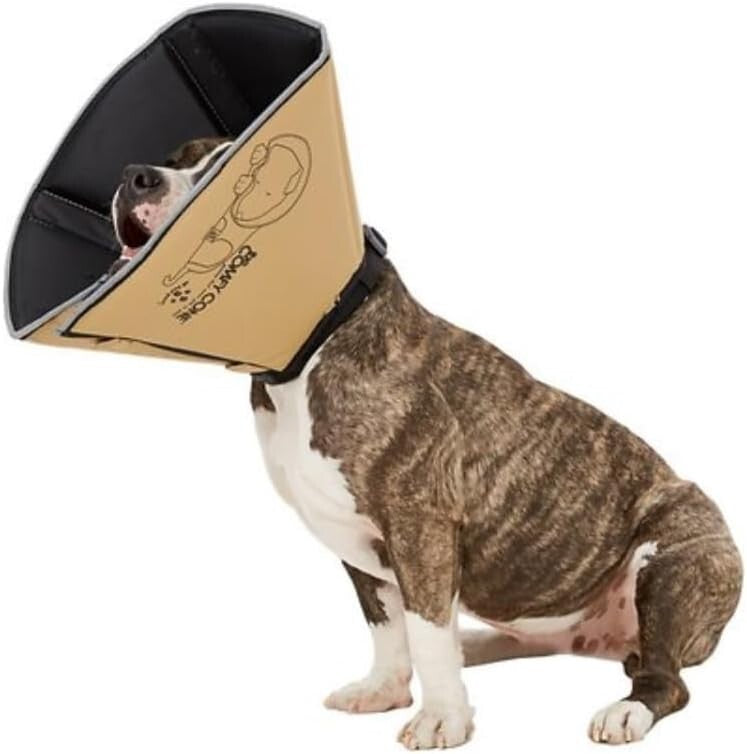 Reversible Tan and Black Pet Cone Collar for Dogs & Cats | Post-Surgery Relief