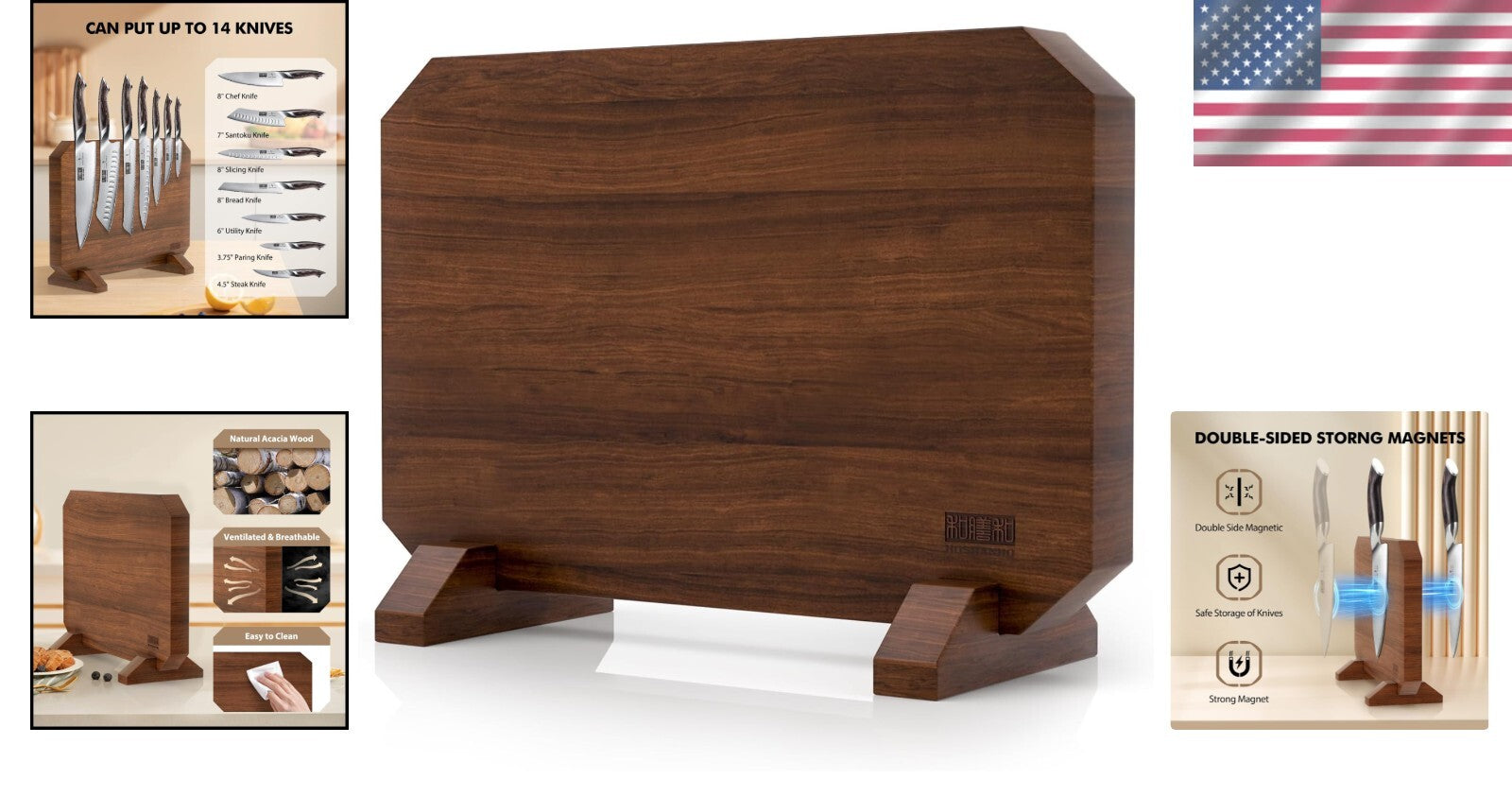 Double-Sided Magnetic Knife Holder with Non-Slip Feet - Modern Kitchen Essential